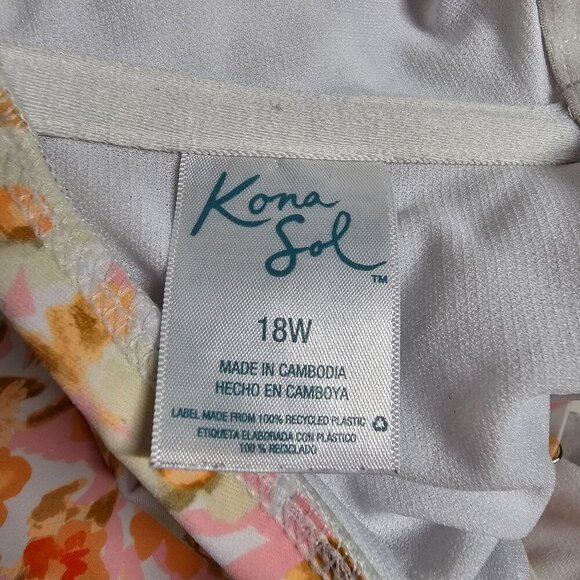 Kona Sol Women's One-Shoulder Floral Swimsuit Built-in Padding Ruched 18W - Picture 4 of 10